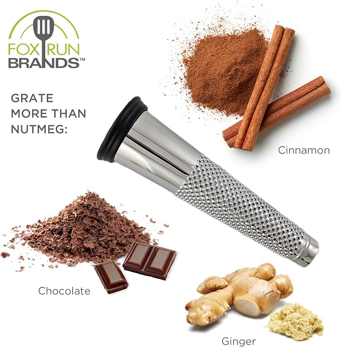 Fox Run Stainless Steel Cone Nutmeg Grater, 6" With Storage