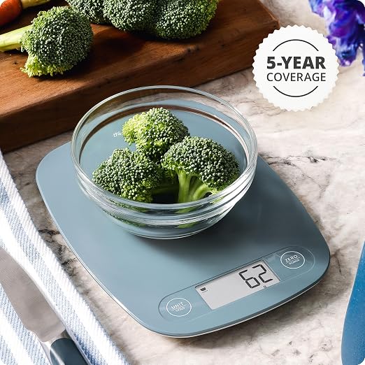 Greater Goods Food Scale ā Digital Kitchen Scale, 1g Precision, Easy-Tare & Quick Conversion, Slim Compact Design, Durable & Portable | Ideal for Cooking, Baking & Meal Prep (Stone Blue)