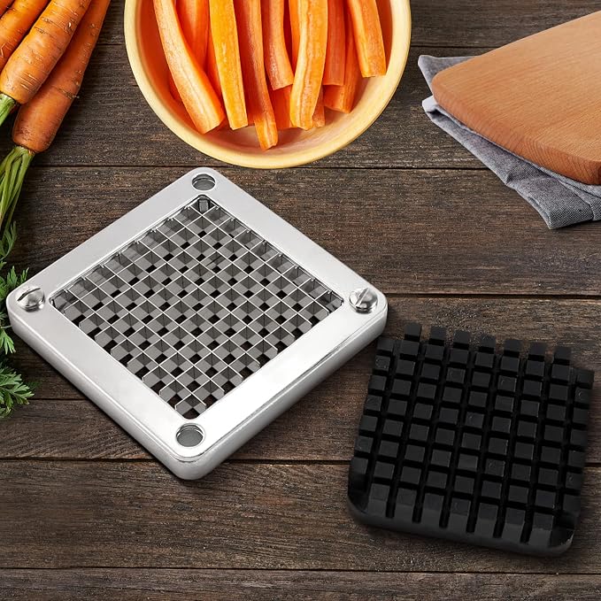 WICHEMI Replacement Chopper Blade 3/8" Commercial Vegetable Chopper Blades Stainless Steel Onion Chopper Dicer Blade and Pusher Block for Fruit Cutting Machine Tomato French Fries Cutter