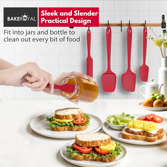BakeRoyal Silicone Spatulas Set - Red