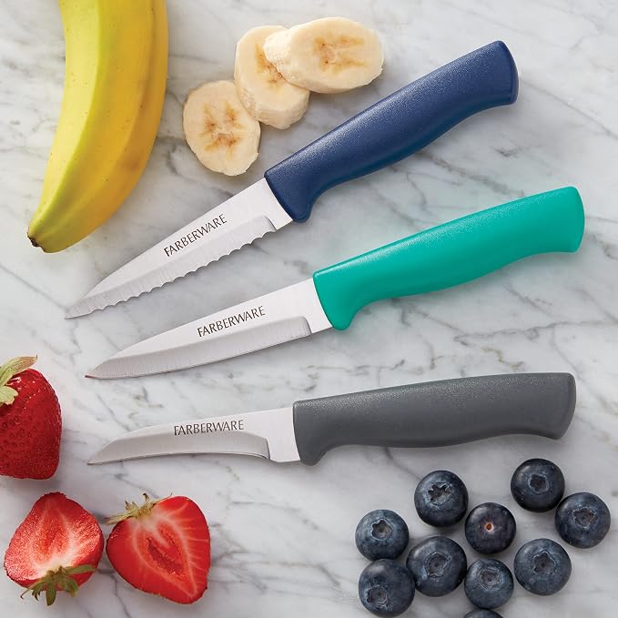 Farberware Paring Knife Set, 3-Piece, Blue