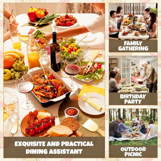 Charcuterie Boards Accessories Gold Charcuterie Utensils Cheese Spreader Knife Set Small Serving Tongs Forks and Spoons Dipping Bowls Honey Dippers Toothpick Flags for Appetizers & Serving Platters