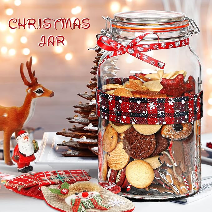 1 Gallon Glass Jars with Lids, 2 Pack Wide Mouth Mason Jars, 138 oz | Airtight Lids, Measurement Marks, Dishwasher Safe, Heavy-Duty Glass Storage Containers for Flour, Sugar, Kitchen & Pantry