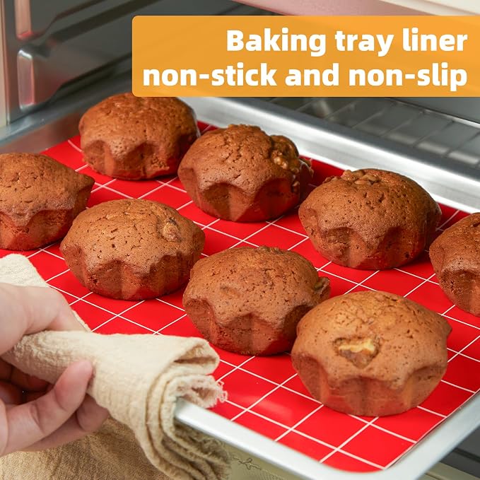Silicone Baking Mat Roll 16IN*5FT Free Cutting, Non-Slip Pastry Mat, Non-Stick Reusable Air Fryer Liner, Oven Liners, Freeze Dryer Mat, Easily Cut to Size Fit All Ovens Pans Tins Dishes