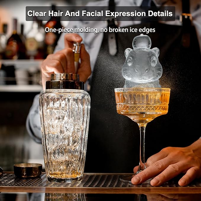 3D Capybara Ice Cube Silicone Molds Tray for Whiskey, Cocktail, Drink, Bar; Rich Details. Fun Animal Mold for Craft Taba Squishy Chocolate Soap Candle Resin Gift for Women Girls Boys; 2 Pack