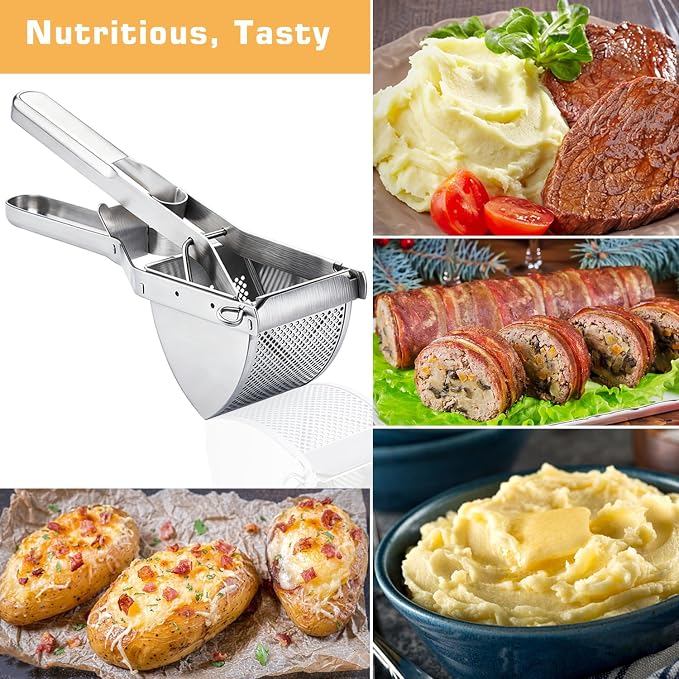 Potato Ricer, AIDOIT Large 22oz Potato Ricer Stainless Steel Potato Masher Heavy Duty for Perfect Fluffy Mashed Potatoes