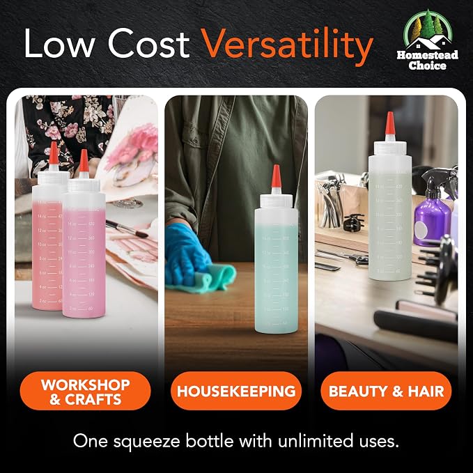 2-pack Plastic Squeeze Bottles for Sauces - 16oz Condiment Squeeze Bottles | for Liquids - BPA Free plastic Squirt Bottle with Cap - Ketchup, Syrup, Oil, Dressings, Honey, Restaurant, kitchen, Arts