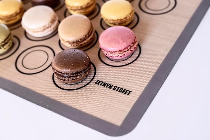 Macaron Baking Mat Silicone Non Stick, Half Sheet Reusable Pack of 4 Gray | Non-Stick Macaron Mat for Easy Baking, Heat Resistant & Dishwasher Safe, Reusable & Eco-Friendly, For Cookies & More (11x16”)