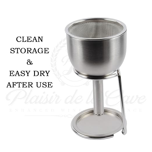 3in1 Steel Funnel with Strainer (Wine Shower + Aerator + Filter + Storage Stand) - Improves Wine & Clears Residues