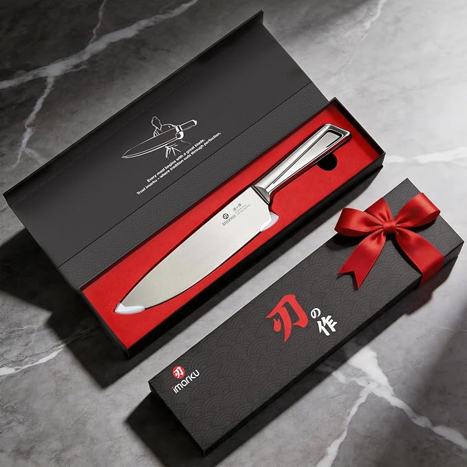 imarku Chef Knife 8 Inch, Ultra Sharp Stainless Steel Kitchen Knife with Ergonomic Handle, Professional Cooking Knife for Meat, Vegetables & Fruits, Rust Resistant Chef’s Knife with Gift Box