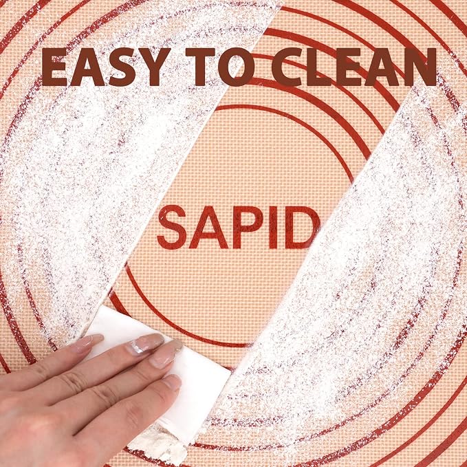 Sapid Thick Silicone Pastry Mat Baking Dough Rolling Extra Large 24" x 36" | Non-slip with Measurements for Non-stick Dough Rolling, Pie Crust, Kneading Mats, Countertop, Placement Mats (Red)