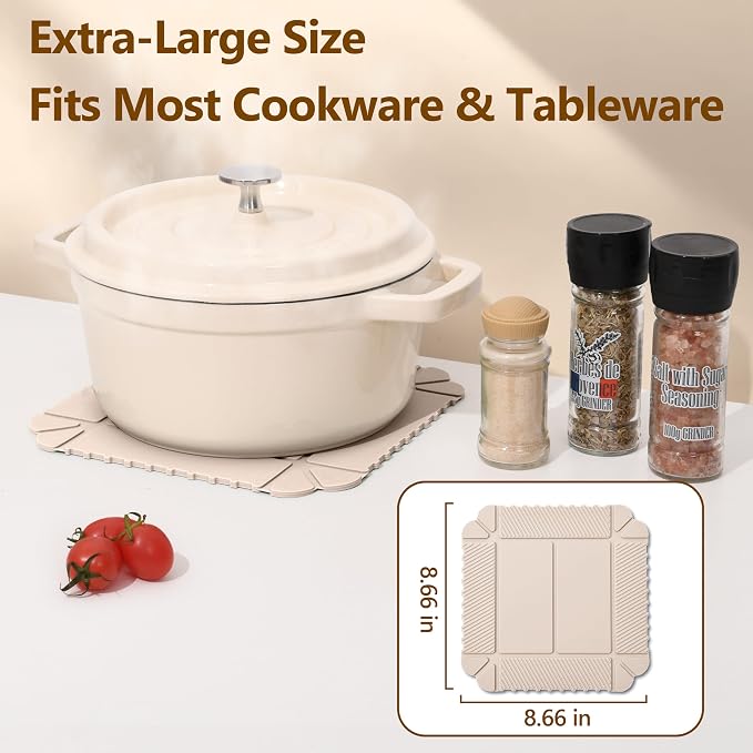 Magnetic Silicone Trivet & Pot Holder, Kitchen Heat Resistant Mat | Trivets for Hot Dishes, Hot Pots & Pans, Non-Slip Hot Pads for Countertops & Dining Table & Oven, Jar Opener & Spoon Rest