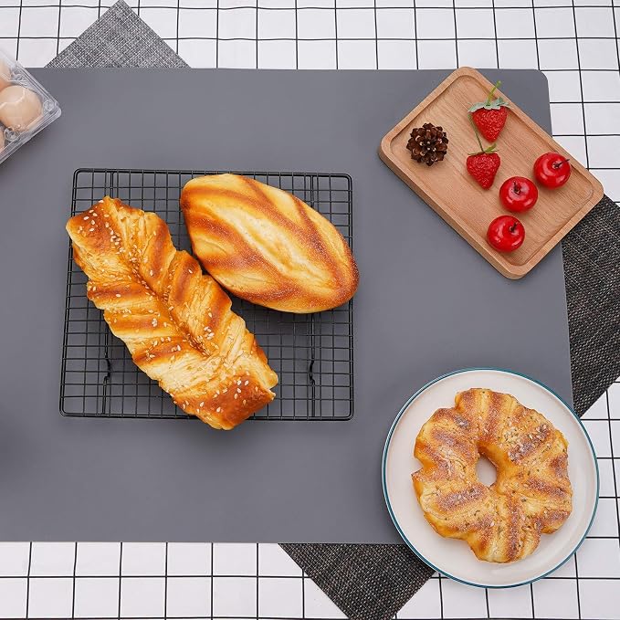 Silicone Mats for Kitchen Counter, Thicker 0.06", 25 x 17 inches Multipurpose Table Mat, Silicone Pad Desk Work Mat, Nonstick Nonskid Heat-Resistant Pad, Placemat, Dark Gray