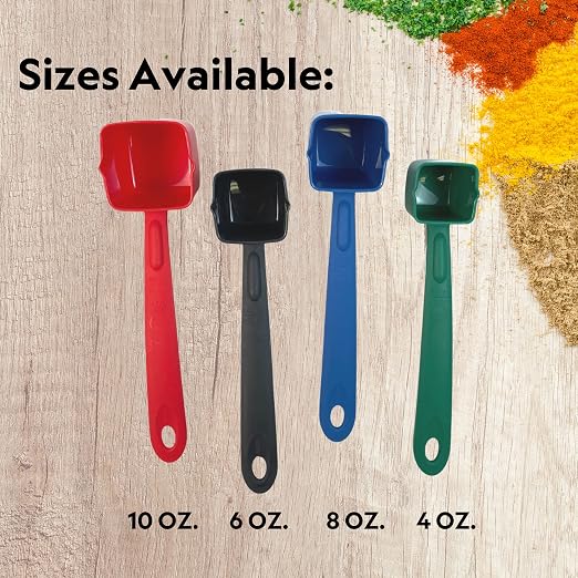 Rite-Size 4 oz. Solid Square Server Portion Utensil, Copolymer Plastic Heat Resistant Professional Cooking Tool, Green