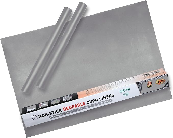 Oven Liners for Bottom of Oven – Reusable Non Stick Oven Liner 2 Pack – Heavy Duty Oven Liners & Oven Mat for Bottom of Oven – Fits Electric & Gas Ovens – Heat Resistant to 500°F