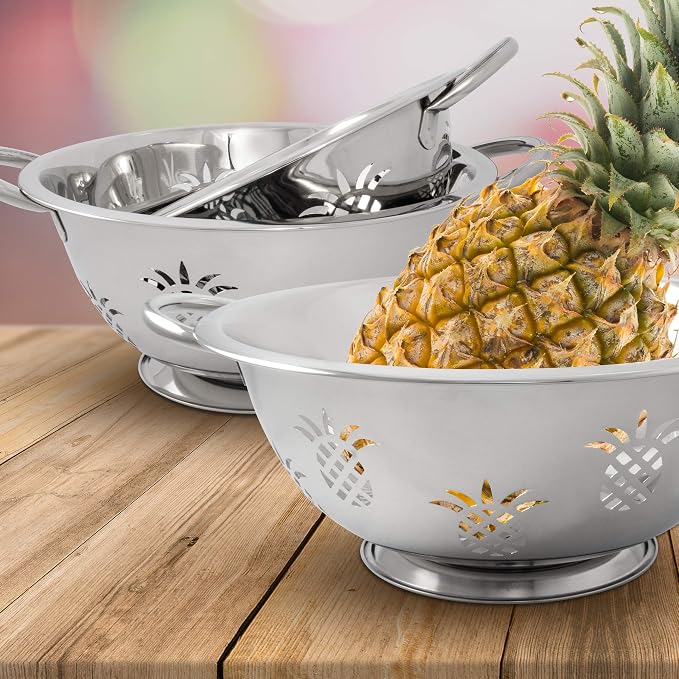 ExcelSteel 730 Stainless Steel Pineapple Colanders, Set of 3 (Pack of 2)