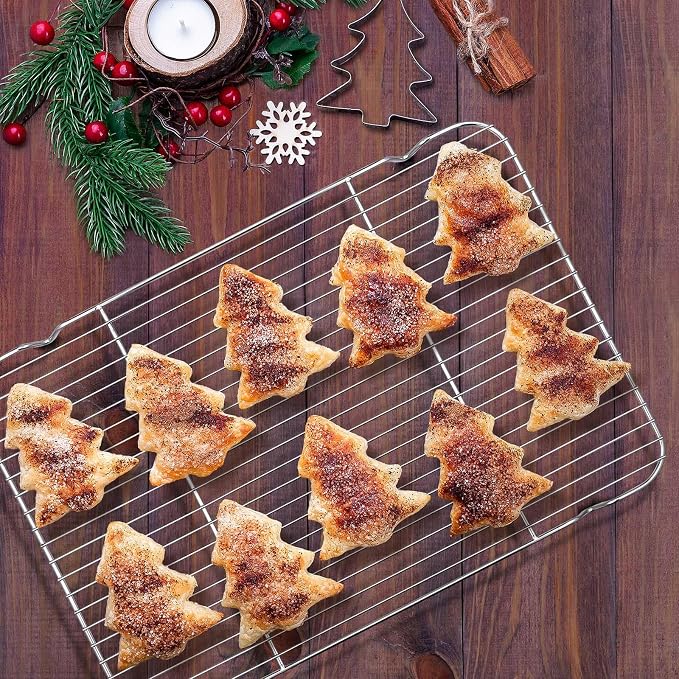 E-far Cookie Sheet with Rack Set, 18”x13” Baking Pan for Oven Roasting | Stainless Steel Half Sheet Rimmed Tray with Wire Cooling Rack, For Cooking Broiling Bacon Meat Steak, Dishwasher Safe