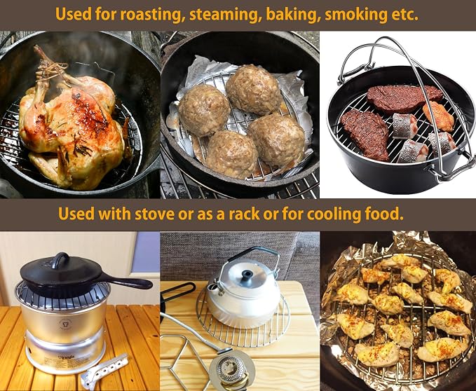 CAMPINGMOON 2pcs Round round cooling rack 304 Stainless Steel Cooking Grid Grill (φ9.5 inches, W24-2P)