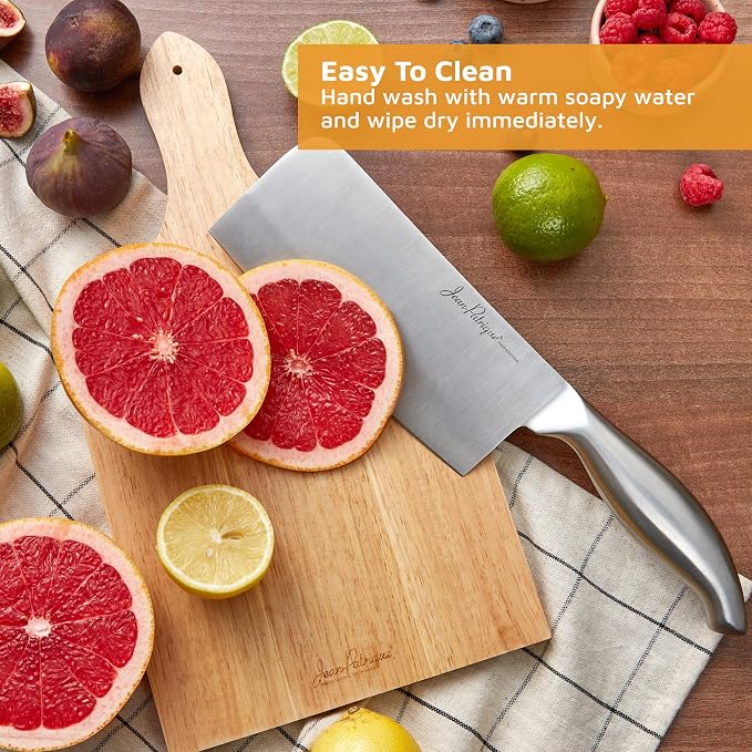Jean-Patrique Cleaver Butcher Knife - Single Forged with Razor Sharp Edge Cleaver Knife - Kitchen Chopping Knife Meat Cleaver 6.7"/17cm