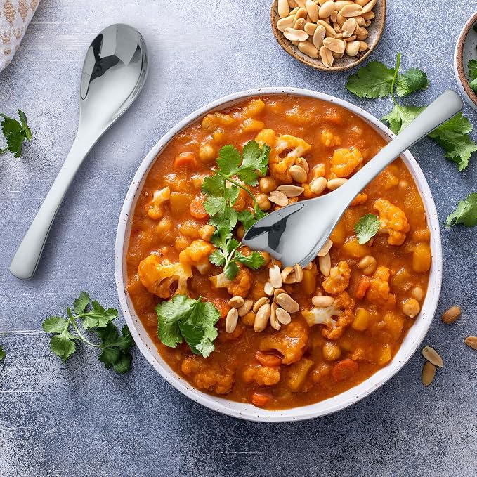Soup Spoons High Grade 18/10 Stainless Steel 6.5"" Soup Spoon,Table Spoons MAODUV Dinner Spoons Thick Heavy-weight Ladle Spoons,Dishwasher Safe (4 Pack), Sliver