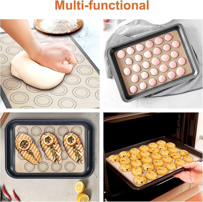 HOOMIL Macaron Silicone Baking Mats, 18 x 13 Inch, 2 Pack, Nonstick | Commercial Half-Sheet Size, Food-Safe, BPA Free, Dishwasher Safe, Dual-Circle Guidelines Baking Sheet, Fits Full-Size Pan Pan