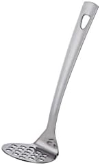 Stainless Steel Potato Masher with Long Handle, Sturdy Potato Smasher, Integrated Masher Kitchen Tool Perfect for Vegetable, Fruits, Meat, Bean, Avocado, Disherwash Safe, 7.28 Inch(Silver)