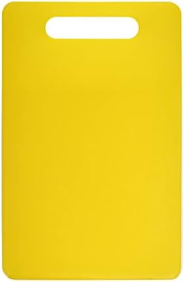 Fotouzy Plastic Utility Cutting Board with Handles, Food Safe PP Material, BPA Free, Dishwasher Safe, Thick Chopping Board, Large Size, Easy Grip Handle, for Kitchen (Yellow),14.2 x 9"