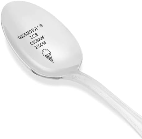 Gift for Grandpa - Grandpa's Ice Cream Plow | Birthday Gift for Grandfather | Funny Ice Cream Lover's Gift | Christmas Gift for Grand Parents | Engraved Spoon
