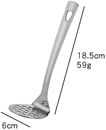 Stainless Steel Potato Masher with Long Handle, Sturdy Potato Smasher, Integrated Masher Kitchen Tool Perfect for Vegetable, Fruits, Meat, Bean, Avocado, Disherwash Safe, 7.28 Inch(Silver)