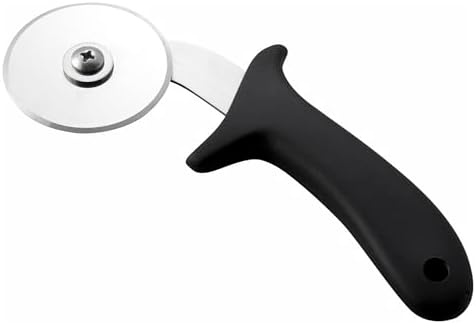 Winco 2 1/2" Black Plastic Pizza Cutter, Blade, Handle