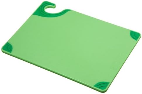 San Jamar Saf-T-Grip Plastic Cutting Board with Safety Hook, 9" x 12" x 0.375", Green