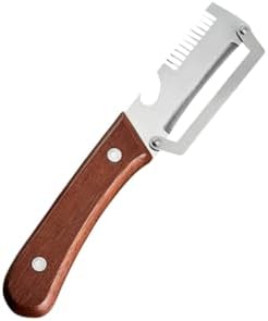 Upgraded 3-in-1 Vegetable Peeler, Wooden Handle Stainless Steel Kitchen Peeler with Julienne Slicer and Bottle Opener, Multi-Functional Fruit Potato Veggie Kitchen Gadget (1)