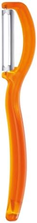 triangle Swivel Peeler, Orange - Stainless Steel Straight Twin Blade - Peels Hard-Skinned Fruits & Vegetables - Lightweight Handle - Dishwasher Safe - Made in Germany