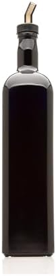 Infinity Jars Black Ultraviolet Square Glass Oil Bottle 1L (34 fl oz) w/Plastic Pour Spout, Airtight Round Easy Refill Vinegar Cruet Cooking Oil Dispenser Bottle, Olive Oil Bottle for Kitchen 10-Pack