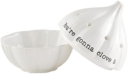 Mud Pie Circa Garlic Keeper, White, 4.5" x 4" dia