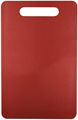 Fotouzy Plastic Utility Cutting Board with Handles, Food Safe PP Material, BPA Free, Dishwasher Safe, Thick Chopping Board, Large Size, Easy Grip Handle, for Kitchen (Red),15.5 x 10"
