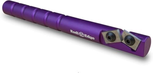 Redi Edge Original Knife Sharpener with Sheath – Portable Stick Knife Sharpener with Duromite Sharpening Elements, Military-Grade Aluminum & 20° Double Edge for Kitchen, Hunting & Outdoor - Purple