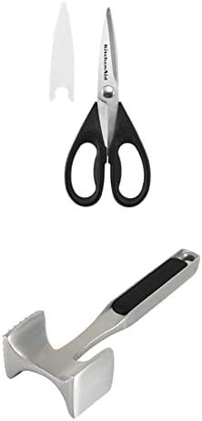 KitchenAid All Purpose Shears with Protective Sheath, One Size, Black & KitchenAid Gourmet Meat Tenderizer, One Size, Black