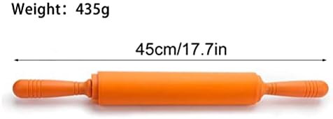 Adjustable Rolling Pin with Thickness Rings for Baking Cookie Chapati Fondant Dough Pastry Pizza Pie Crust Silicone Roller Pin 17.7 Inches with 4 Thickness Rings (Orange)