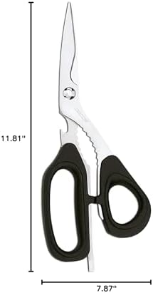 Kitchen Scissors 8 Inch Stainless Steel. Scissors for Meat Use. Polypropylene Handle and 215 mm Blade. Series Prochef. Black Color