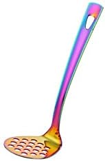 Stainless Steel Rainbow Potato Masher with Long Handle, Sturdy Potato Smasher, Integrated Masher Kitchen Tool Perfect for Vegetable, Fruits, Meat, Bean, Avocado, Disherwash Safe, 7.28 Inch