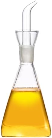 ELETON Square Olive Oil Dispenser Borosilicate Glass Bottle - 16 oz Non Drip Dispenser,Leak Proof Pourer Vinegar Cruet, Easy Clean Drip Free Bottles for Kitchen