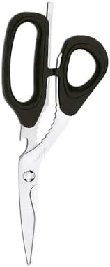 Kitchen Scissors 8 Inch Stainless Steel. Scissors for Meat Use. Polypropylene Handle and 215 mm Blade. Series Prochef. Black Color