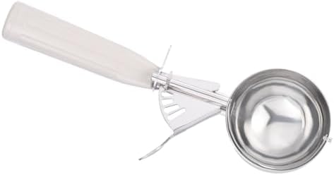 PATIKIL 3.2 Ounce Ice Cream Scoop with Trigger, Stainless Steel Portion Cookie Scoop with Thumb Trigger for Cookie Dough Cupcake Batter Baking, Beige 96ML