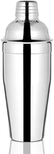 Dynore Stainless Steel 6 Pcs Bartender Martini Kit Set - Teardrop Bar Spoon Cocktail Shaker 500 ml Tall peg Measure 30/60 ml Black PVC Muddler Ice Tong Cocktail Strainer- Set of 6