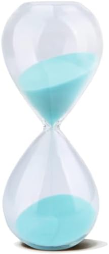 Hourglass, HoveBeaty Light Blue Sand Timer, 15 Minute Hand-Blown Glass