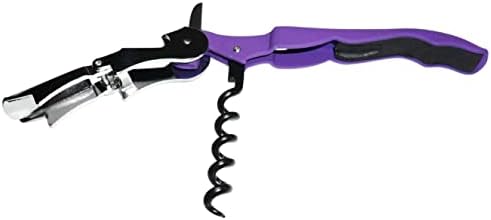 Soft Velvet Touch Waiters Double Hinge Corkscrew Wine Key Bottle Opener (Purple)