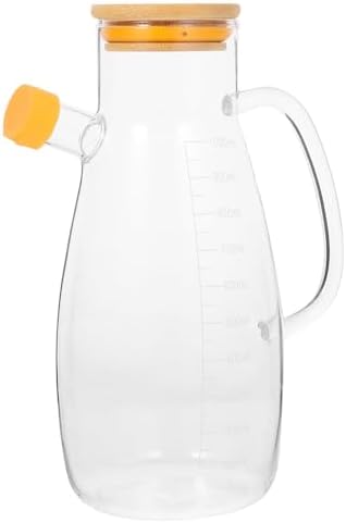 Kichvoe Glass Oil Dispenser Bottle with Handle and Scale 34Oz Kitchen Vinegar and Cooking Oil Container Easy Pour and Clean Home Use