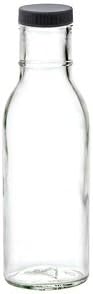 Nakpunar 12 oz 250 ml Wide Mouth Empty Glass Bottles for Oil, Sauces, Milk, Water, Beverages (48, Black Plastic)