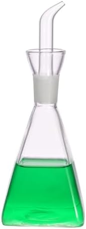 ELETON Square Olive Oil Dispenser Borosilicate Glass Bottle - 16 oz Non Drip Dispenser,Leak Proof Pourer Vinegar Cruet, Easy Clean Drip Free Bottles for Kitchen